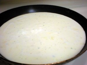 Alfredo sauce in a pan