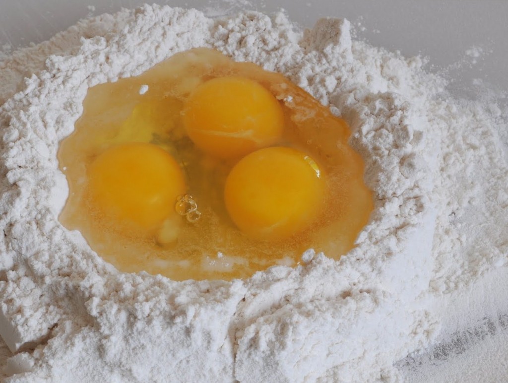 Egg in a flour well