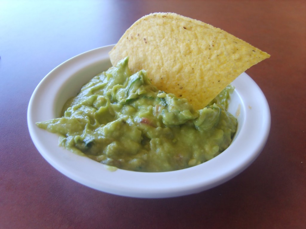 Guacamole dip in a small bowl