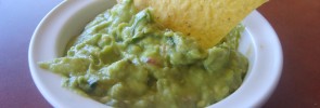 Guacamole and a chip. One chip.