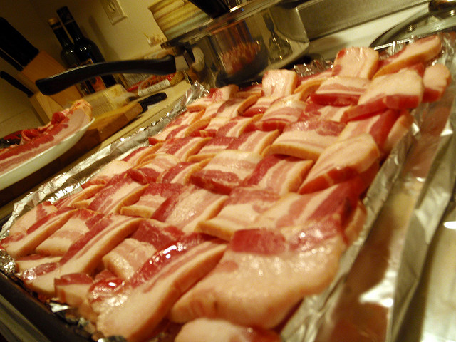 A bacon weave, ready for the oven