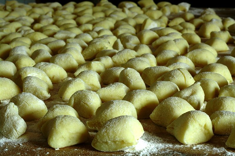 A field of homemade potato gnocchi