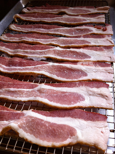Bacon ready to go in the oven