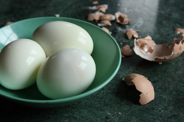 Hard-boiled eggs after peeling