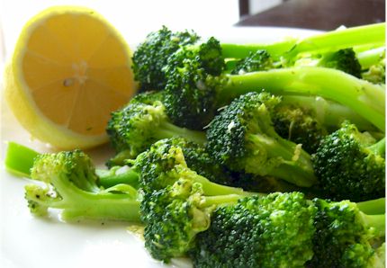 You can even cut up a lemon and put it next to the broccoli so it looks extra pretty.