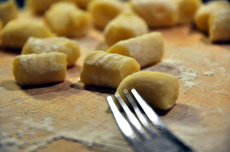 Homemade gnocchi with imprints