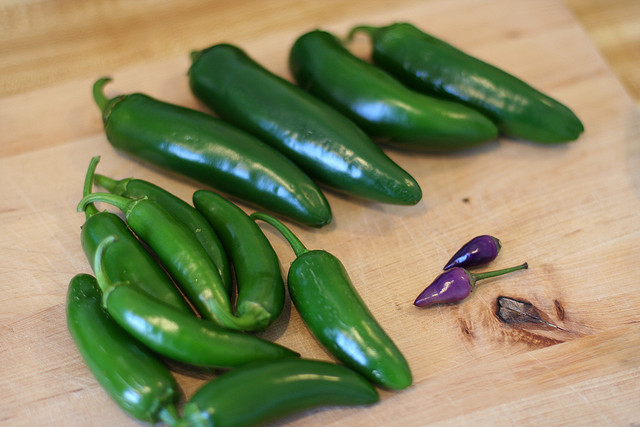 Spicy Jalapeno Peppers and some purple things too